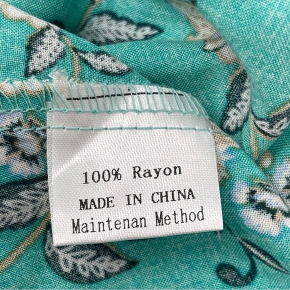 Zesica Teal Bohemian Floral Maxi Wrap Summer‎ Dress RuffleBottom Rayon Sz.Large - Picture 13 of 14